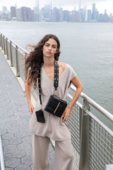Paloma Box Bag + Celeste Wallet in Black Croc