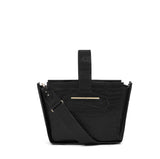 BLACK crossbody handbag with 2" long strap