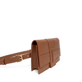 Dunia Belt Bag in cappuccino color textured leather