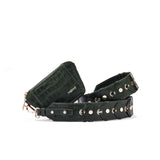 Zipped wallet with strap to use as a crossbody in forrest green croc leather