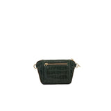 Back Wallet in forrest green croc leather, card holder