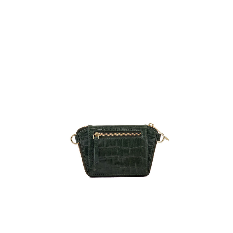Paloma Box Bag + Celeste Wallet in Forrest Green Croc