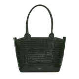 Tote bag in forrest green croc embossed leather