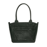 Tote bag in forrest green croc embossed leather