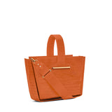 Crossbody handbag in orange croc embossed leather