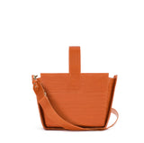 Crossbody handbag in orange croc embossed leather