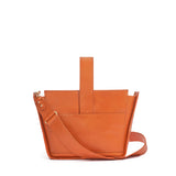 Crossbody handbag in orange full grain smooth leather