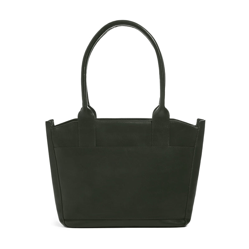 Tote bag in forrest green full grain smooth leather