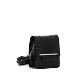 Box bag in black croc embossed leather