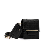 Paloma Box Bag + Celeste Wallet in Black Croc
